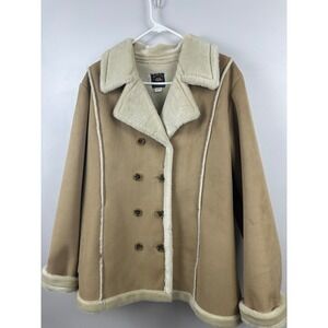 Vintage Route 66 Tan Shearling Jacket Womens XL Penny Lane Coat Faux Fur